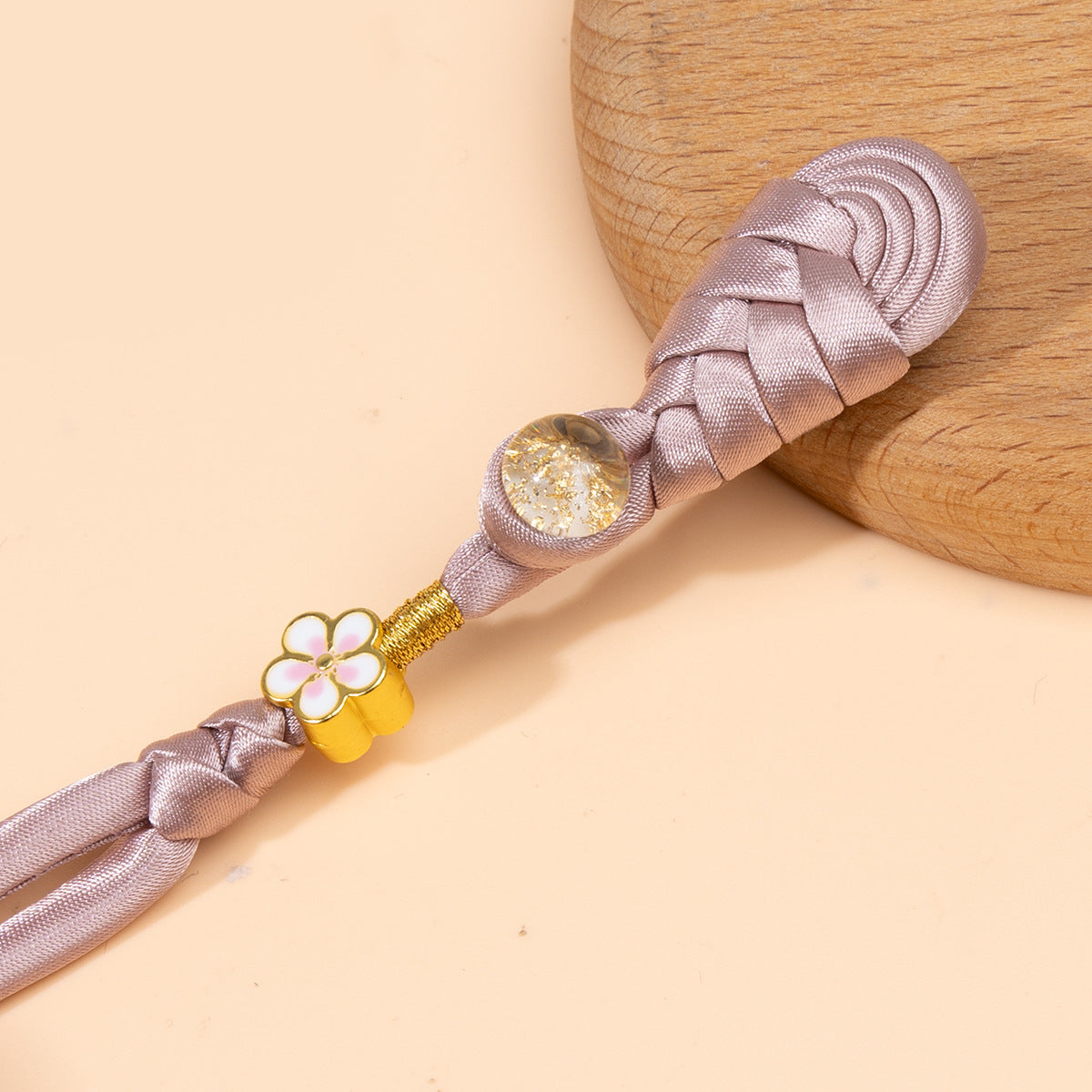Lilac braided frog button set, round glitter discs and enamel flower clasp