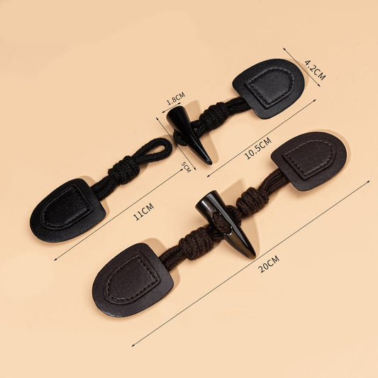 20cm Black Dark Coffee Leather Sew-on Buttons with Resin Horn 6pcs