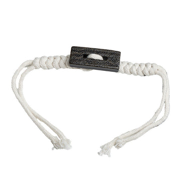 Beige hemp-rope sew-on toggle button: rectangular resin bar with looped cord, set of 5