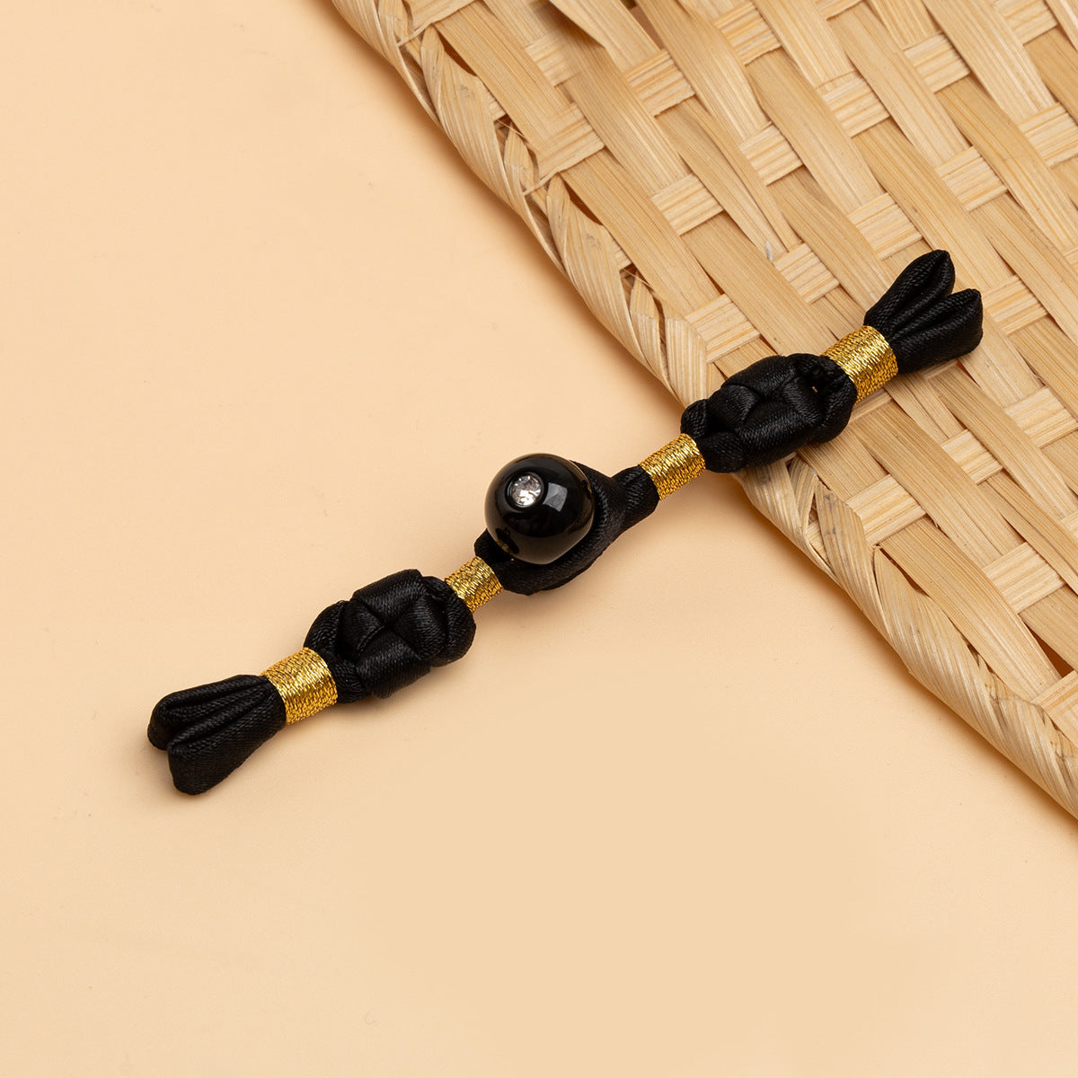 Black cheongsam panko with braided cords and black round stone button