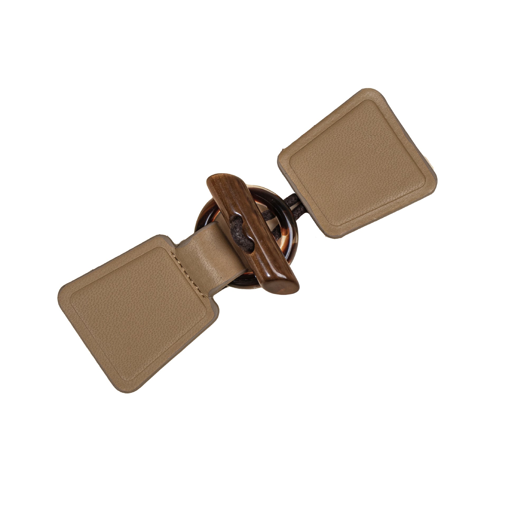 Khaki Leder-Loop-Toggle mit Harz-Schnalle und Metallring, 2 Befestigungslaschen