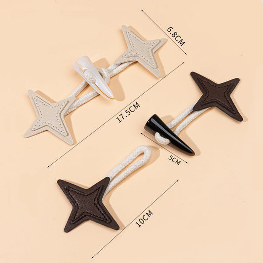 17.5cm Starburst Leather Sew-on Toggles with Resin Horn Button 6pcs
