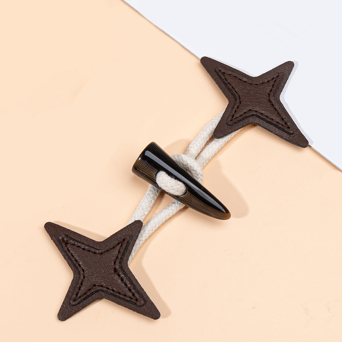 Starburst-Leder-Toggle zum Annähen, dunkler Stern mit Harzhornknopf