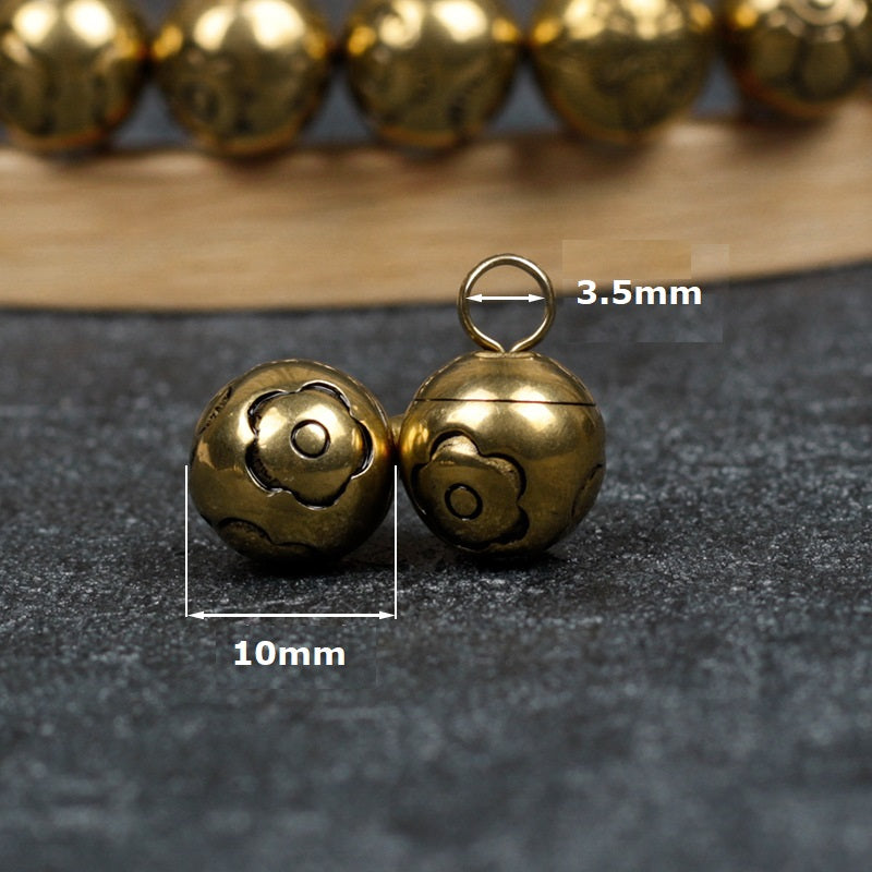 Copper metal buttons, front and back view; 10mm diameter and 3.5mm loop size