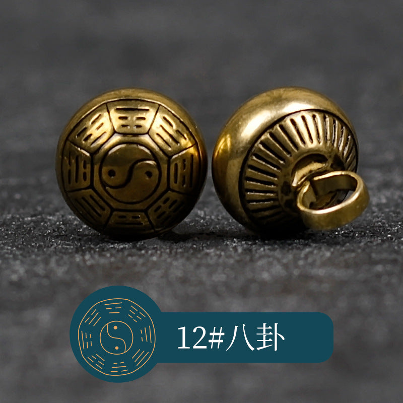 铜色金属纽扣 12#八卦花纹，正面八卦图案，背面扣眼（包14）