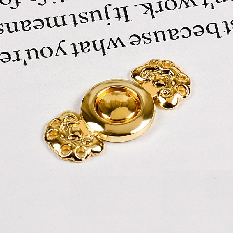 2.8cm cloud ruyi metal pair buttons, light gold tone (10pcs)