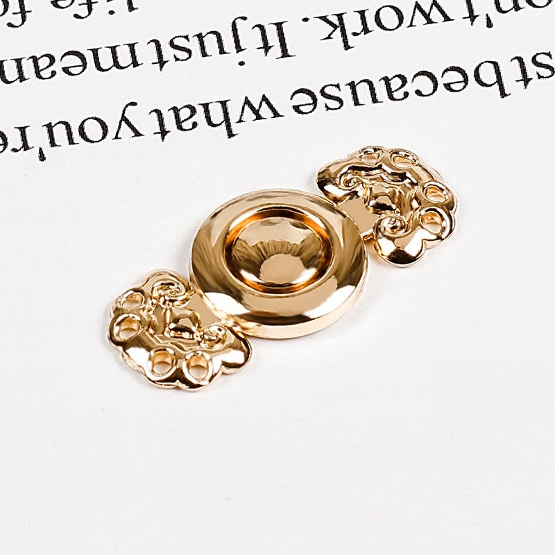 2.8cm cloud ruyi metal pair buttons, warm gold tone (10pcs)