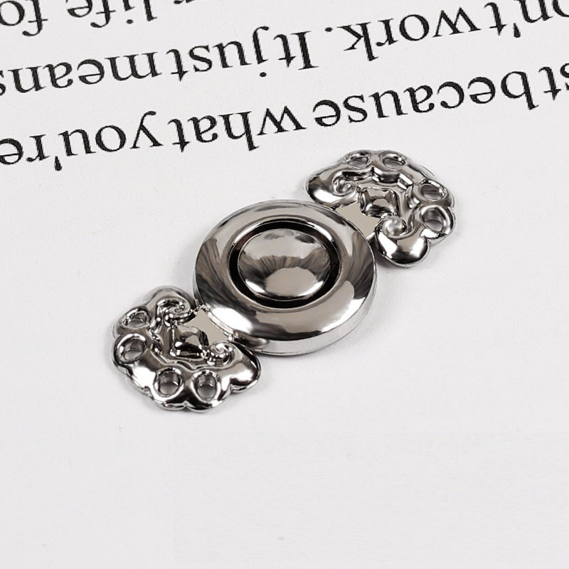 2.8cm cloud ruyi metal pair buttons, silver tone, round center