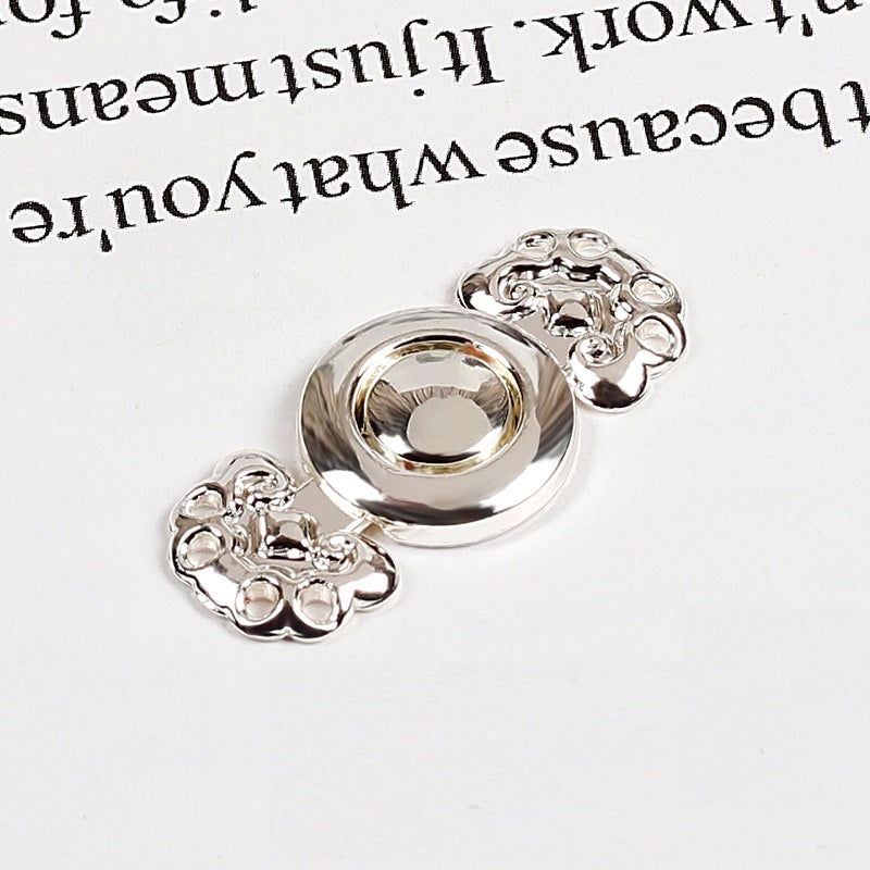 2.8cm cloud ruyi metal pair buttons, silver tone (10pcs), filigree edges