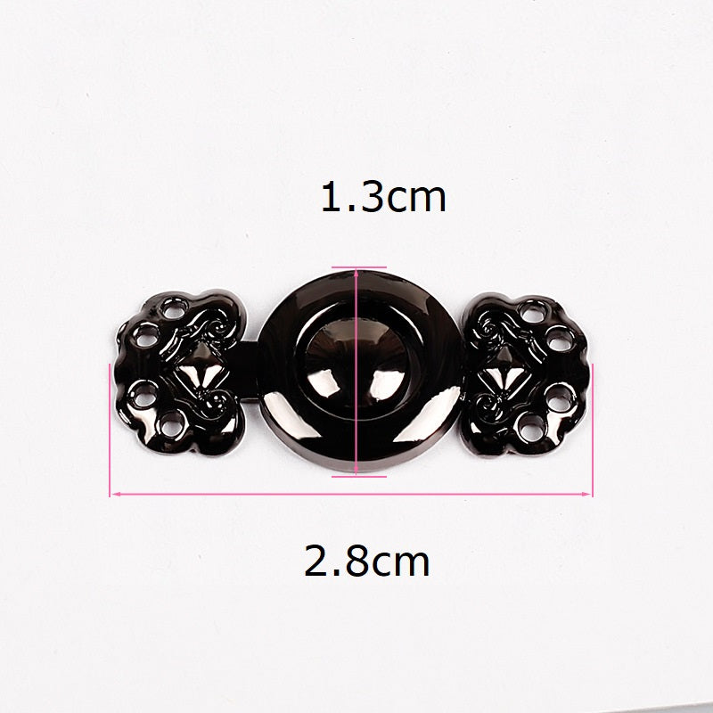 2.8cm cloud ruyi metal pair buttons, gun black (10pcs)