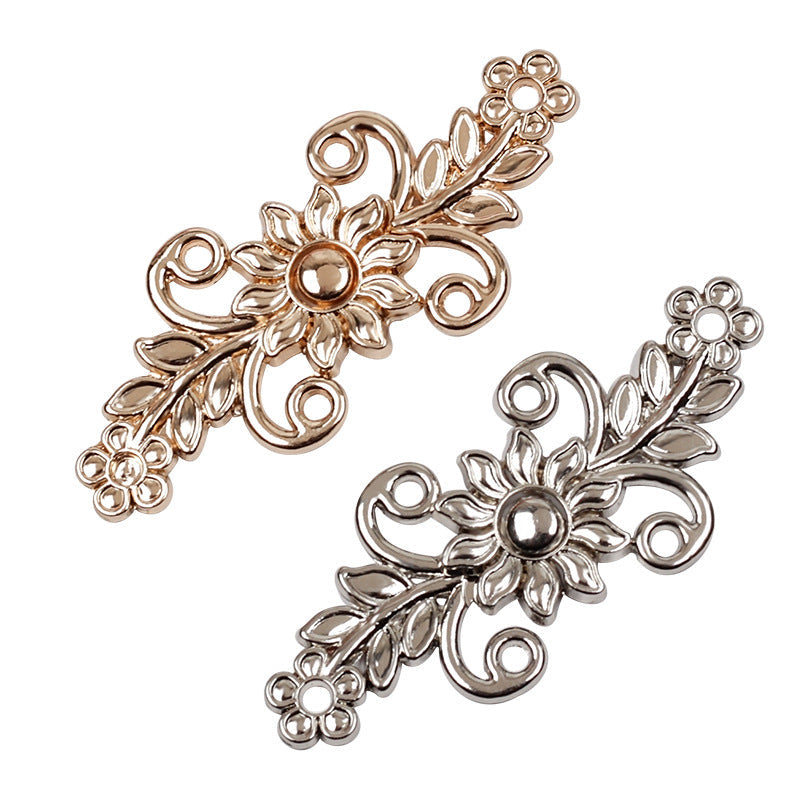 4,8-cm Froschknöpfe aus Metall mit floralen Motiven, goldfarben, 10 Stk
