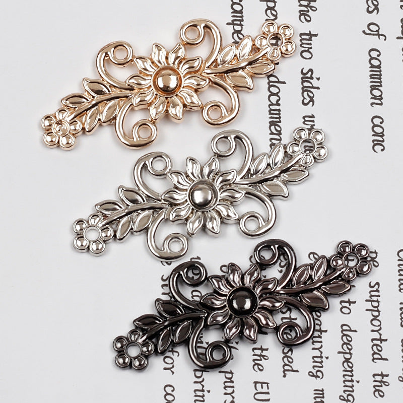 4,8-cm Metall-Froschknöpfe mit floralen Motiven, mehrfarbiges Set, 10 Stk