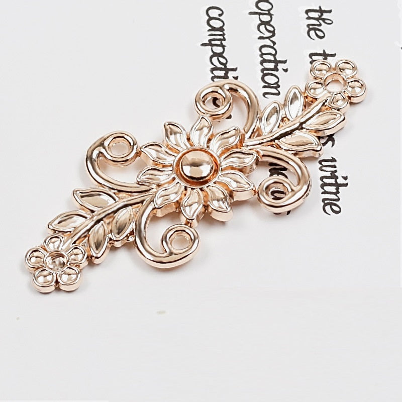 Goldfarbene 4,8-cm Metall-Froschknöpfe mit floralen Details, 10 Stk