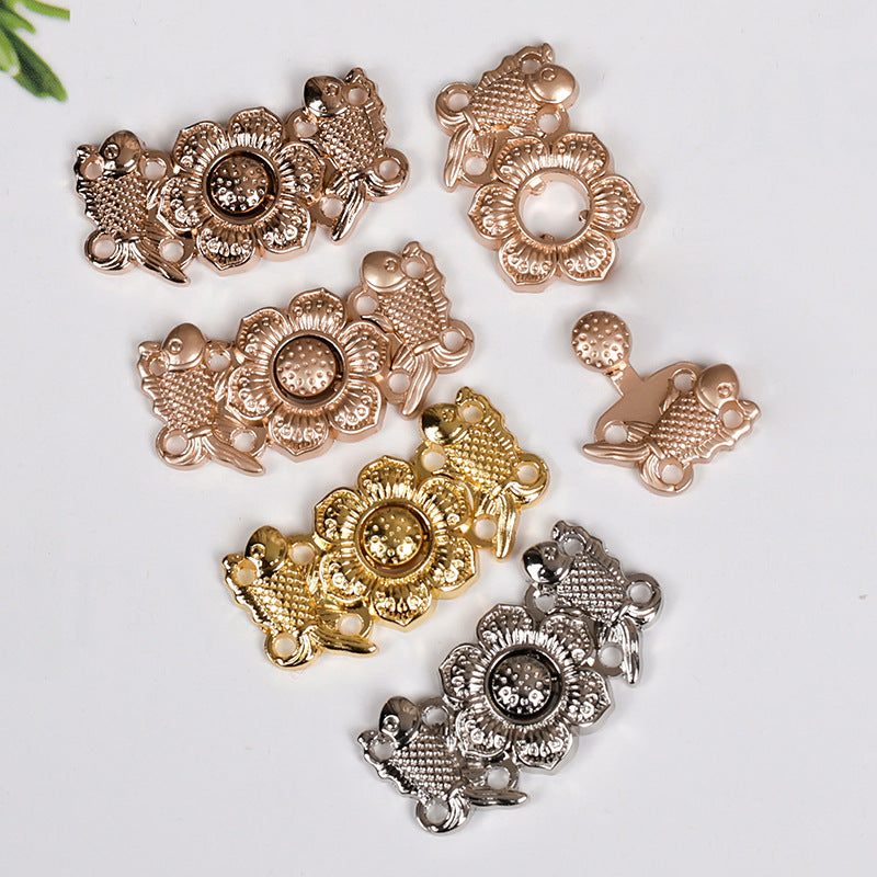 Carp-peony Zierknöpfe, Metall, mehrere Farben (gold/rosé/silber), 3cm, 10 Stück