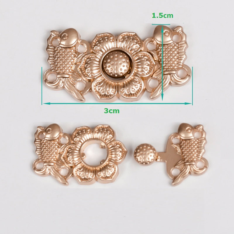 Carp-peony Metallknöpfe, roségoldfarben, 3cm, Maßanzeige 1,5cm, Paar