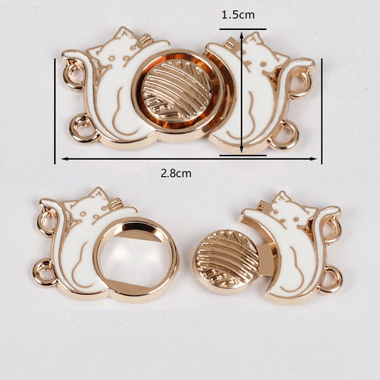 2.8cm Black and White Cat Vintage Hanfu Metal Pair Buttons 12pcs