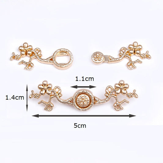 5cm Chinese Style Vintage Gold Silver Plum Blossom Metal Frog Buttons 20pcs
