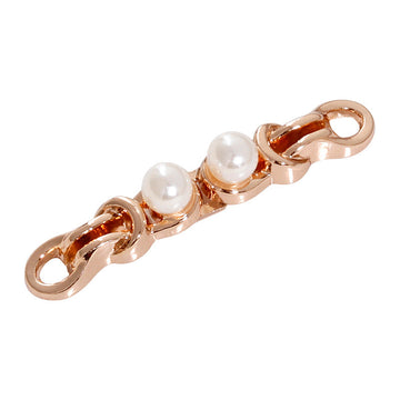 4.5cm metal frog button, light gold with two white pearl beads