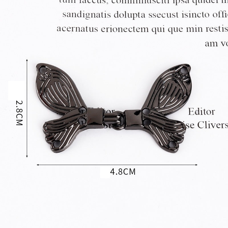 4.8cm gun-black butterfly hook decoration button with attachment holes