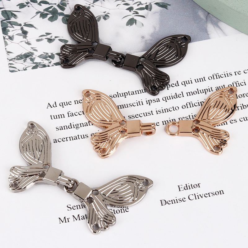 Chinese butterfly hook decoration buttons in mixed gold and black finishes