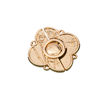 Vintage Chinese panda metal button, light gold tone, four-hole back, 2.5 cm