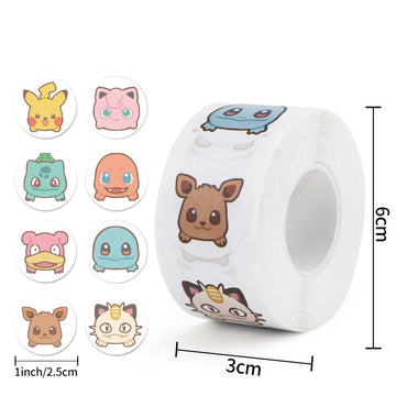 3 Rolls POKEMON Encouraging Stickers,1 Inch,1500pcs