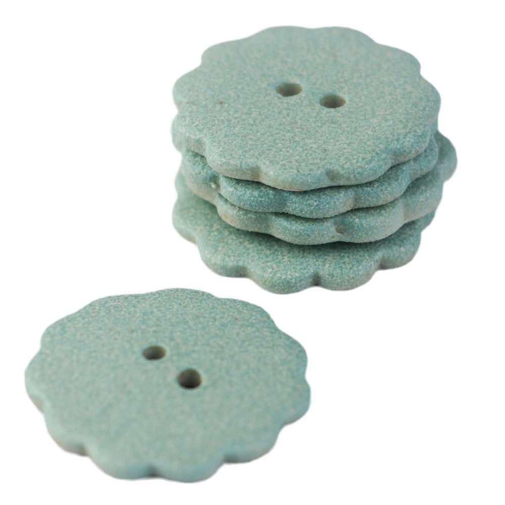 Matte light blue ceramic gear buttons, 2-hole, stacked