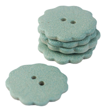 Matte light blue ceramic gear buttons, 2-hole, stacked