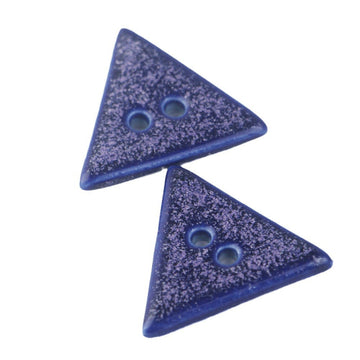 Dreieckige Keramikknöpfe blau gesprenkelt, 2 Löcher, 30 mm
