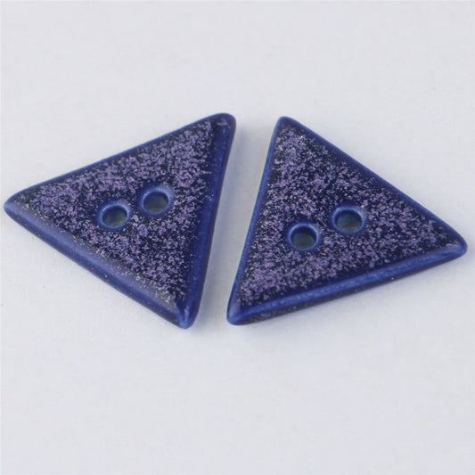 18/30mm Blue Round and Triangular 2 Hole Ceramic Buttons for Coat Decoration 5PCS Triangular 30mm