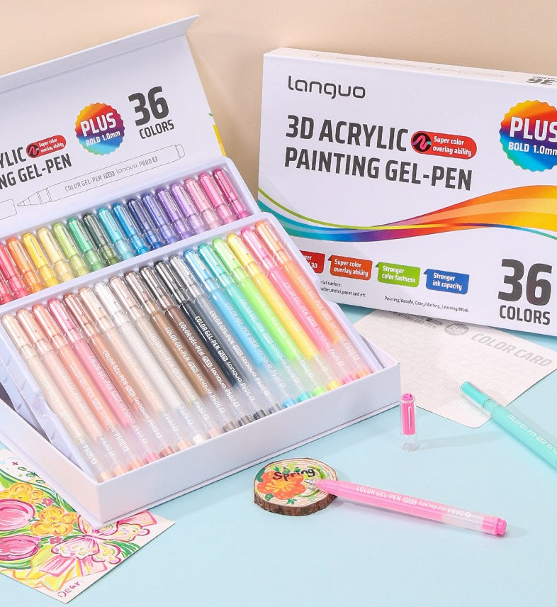 Languo 3D akrylové gelové fixy na malování pro vybarvování sada 36/54 barev