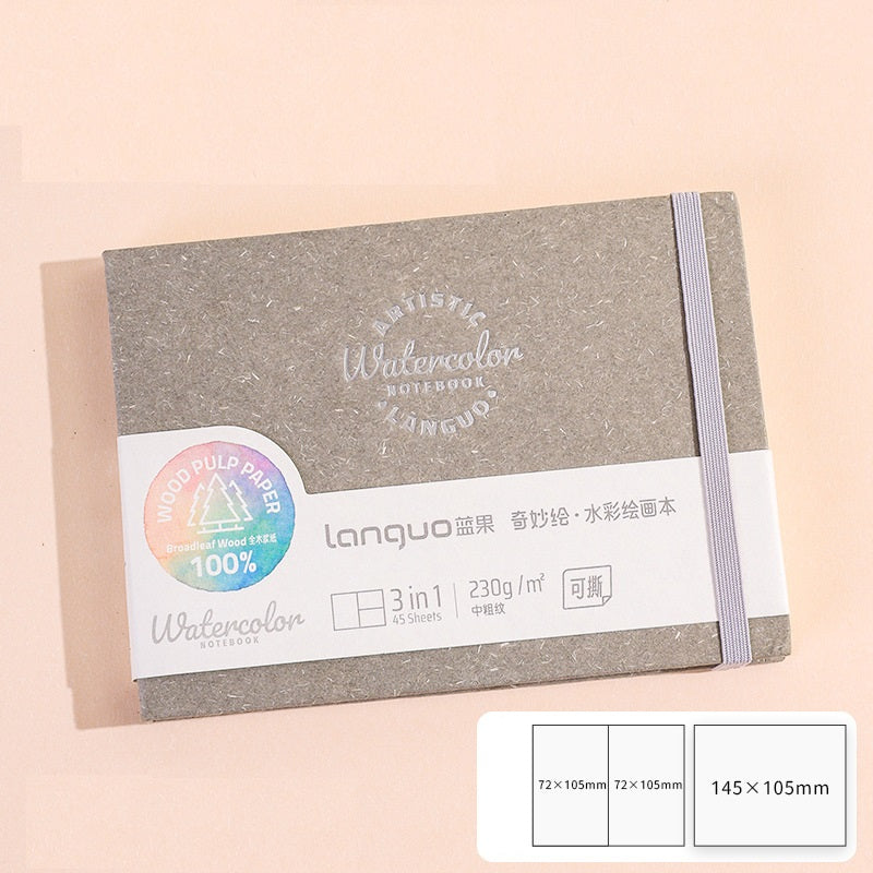 Languo Watercolor Sketchbook Set of 4 — 230gsm Cold Press, Mini Portable Painting Journals (4 Sizes)