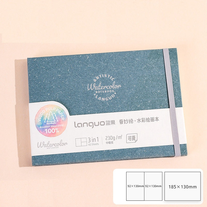 Languo Watercolor Sketchbook Set of 4 — 230gsm Cold Press, Mini Portable Painting Journals (4 Sizes)