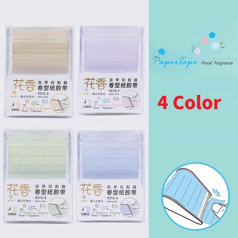 Lavander Note Lavender Scented Sticky Note Tape Roll with Built-in Cutter – 4-Color