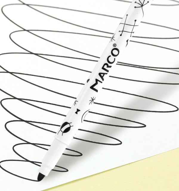 MARCO Dual Tip Permanent Markers Fineliner Drawing Pen Black 12 Pack