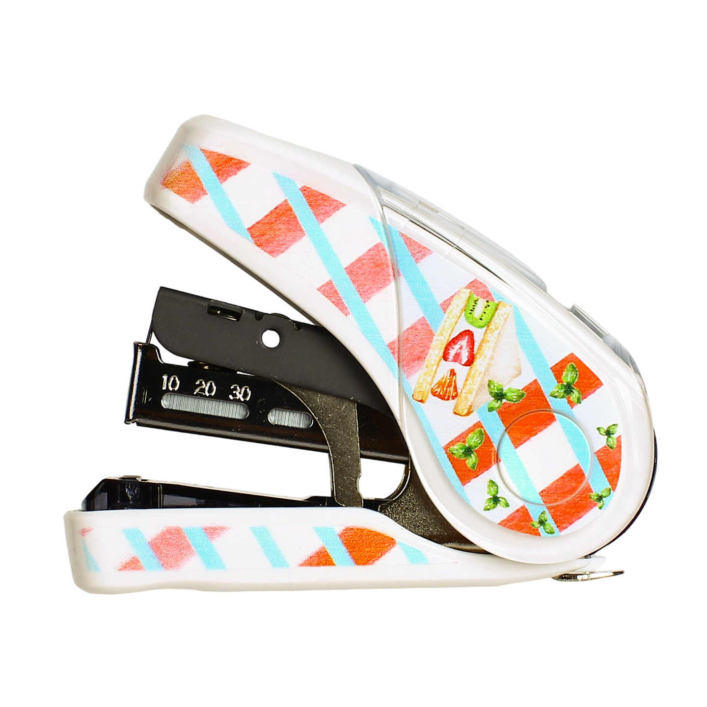 MAX Flat Clinch Mini Stapler HD-10FL3K - Retro Coffee Shop Fruit Sandwich