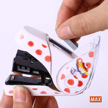 MAX Flat Clinch Mini Stapler HD-10FL3K - Retro Coffee Shop