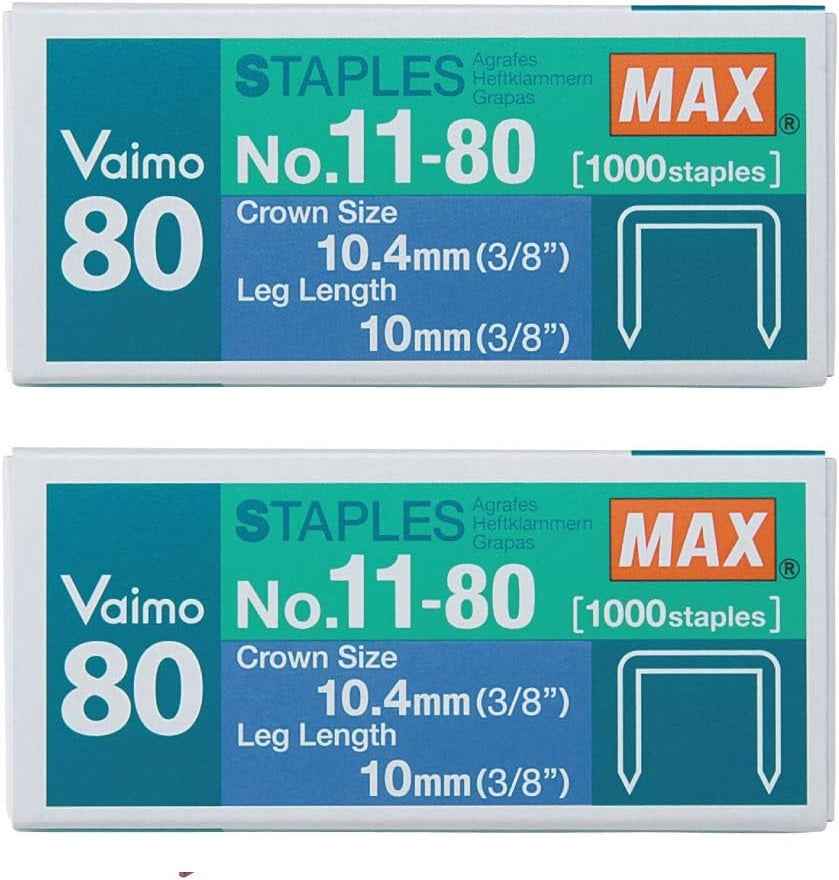 MAX Vaimo 80 No.11-10mm Staples 2 Pack