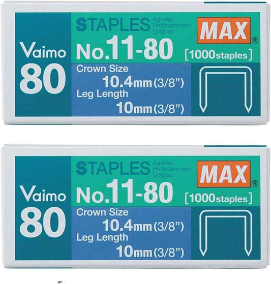 MAX Vaimo 80 No.11-10mm Staples 2 Pack