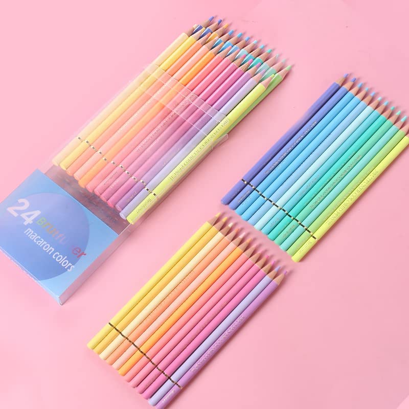 BRUTFUNER 24 Pastel Macaron Color Pencils Set