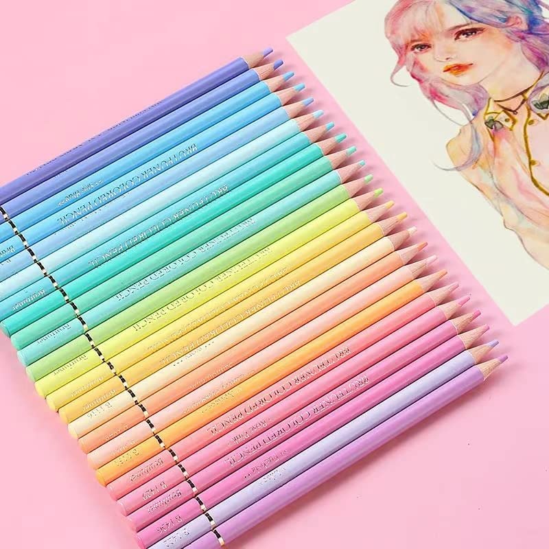 BRUTFUNER 24 Pastel Macaron Color Pencils Set