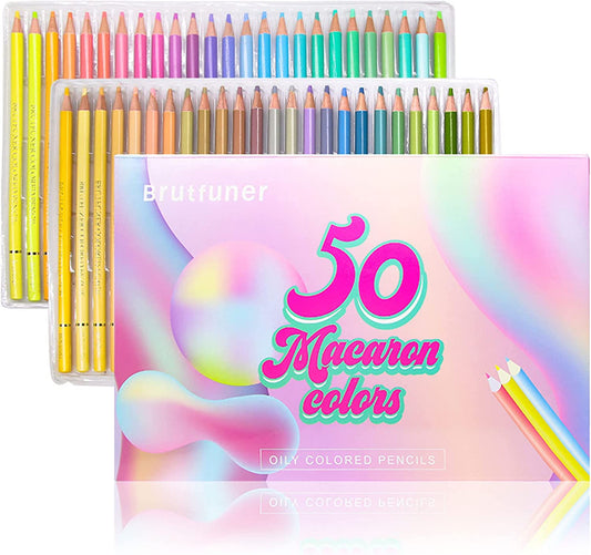 BRUTFUNER Macaron 50 Colored Artists Pencils Set