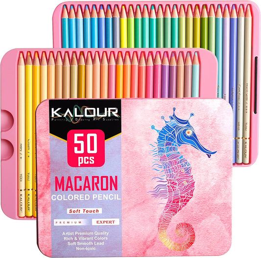 KALOUR 50 Macaron Colored Artist Pencils Set for Adults Kids