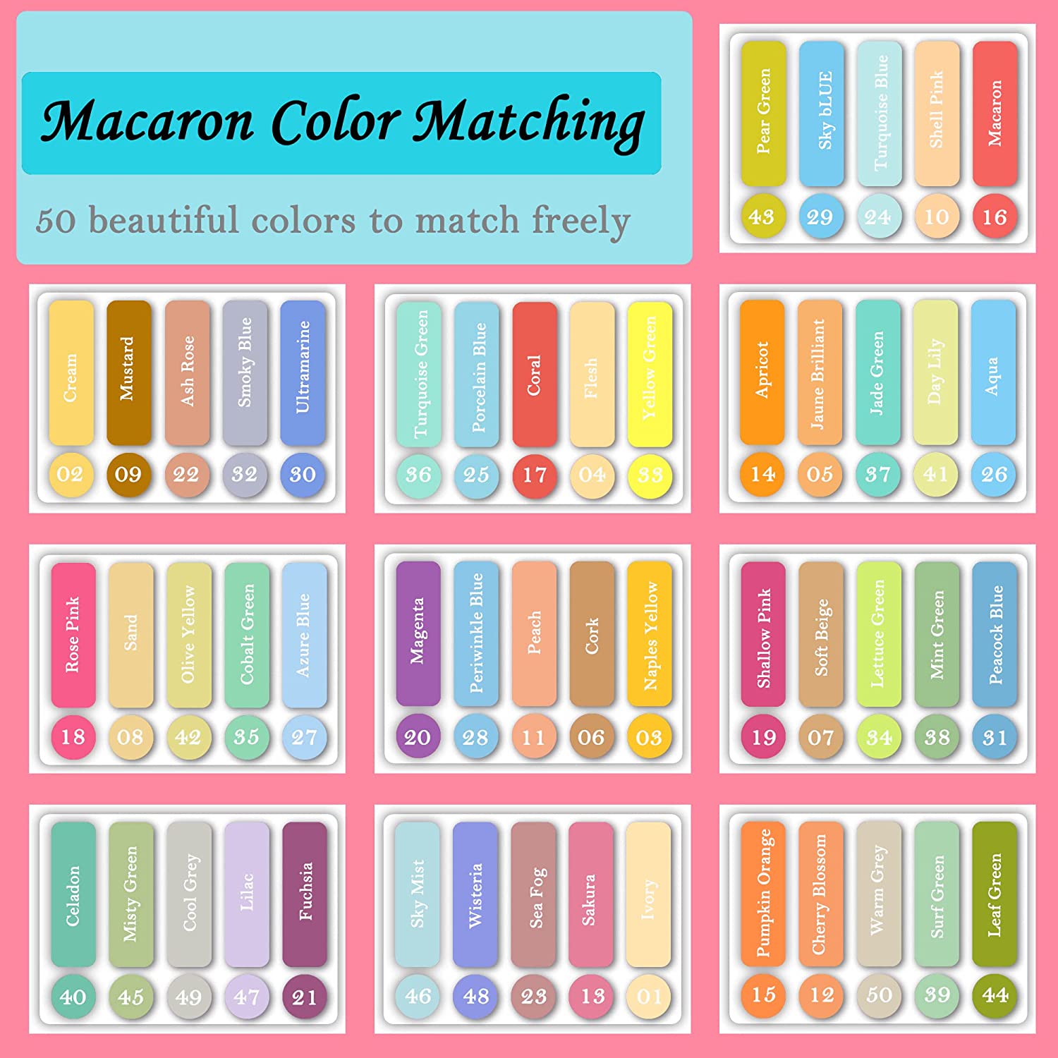 KALOUR 50 Macaron Colored Artist Pencils Set for Adults Kids