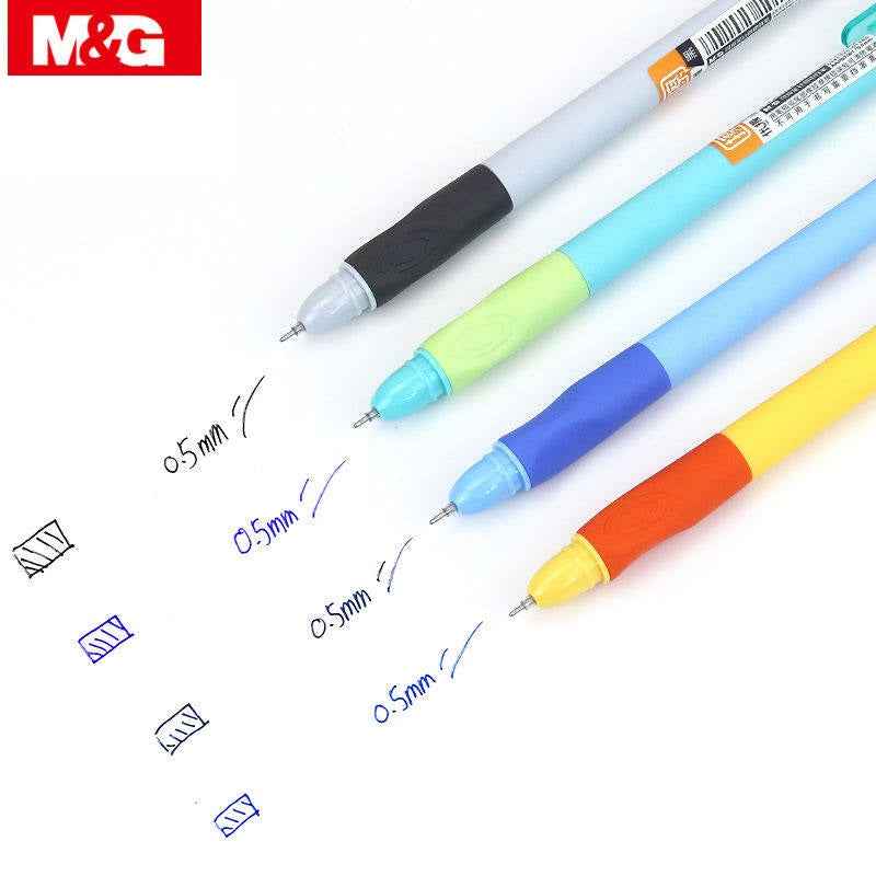 M&G Erasable Gel Pen – 0.5mm Needle – Blue/Black Ink – 12-Pack