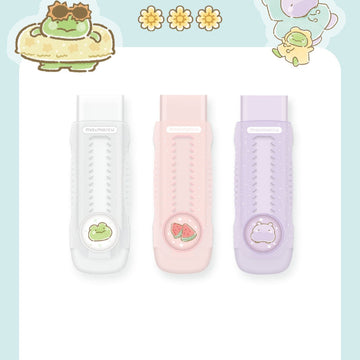 M&G Masmarcu nyomógombos radír átlátszó tokban, 3 darabos készlet