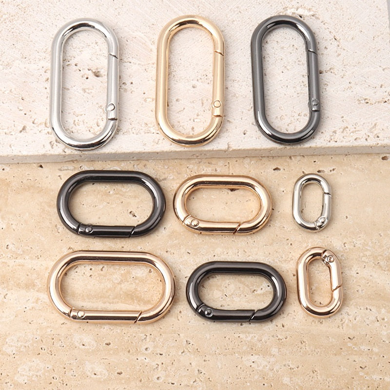 24 metal oval hook ring spring buckles, mixed Gold Silver Gunmetal set