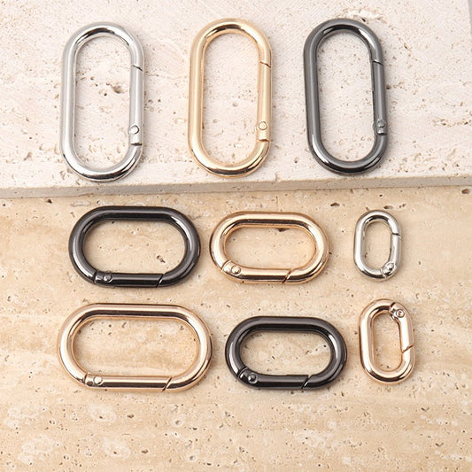 24Pcs Assorted Metal Oval Hook Ring Spring Buckle(14-40mm)
