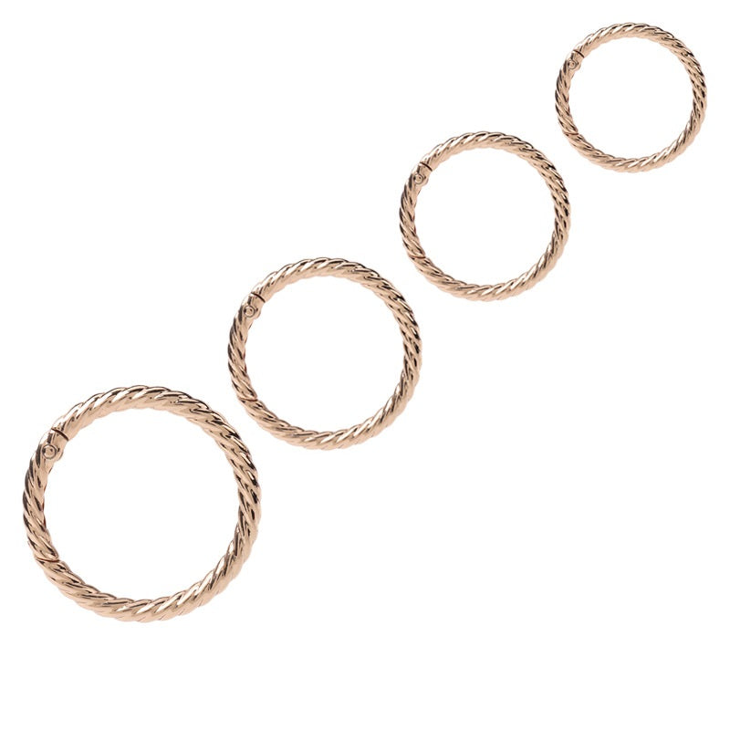 Gold O-spring rings, braided metal strap connectors