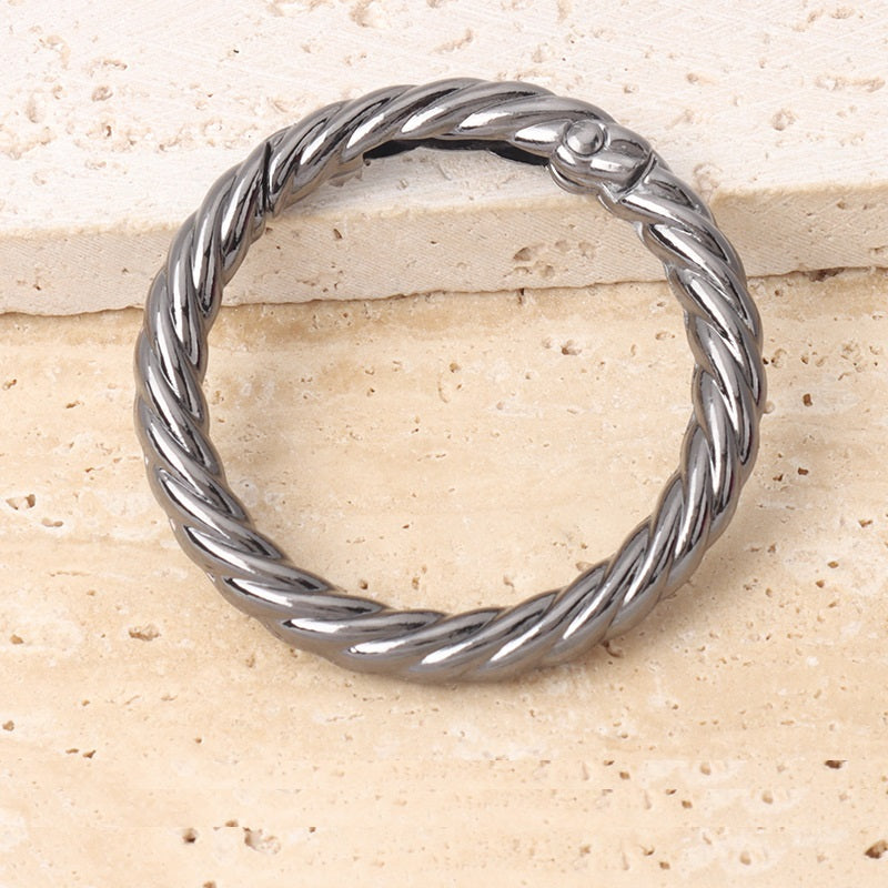 Gunmetal O-spring ring, braided metal purse strap connector
